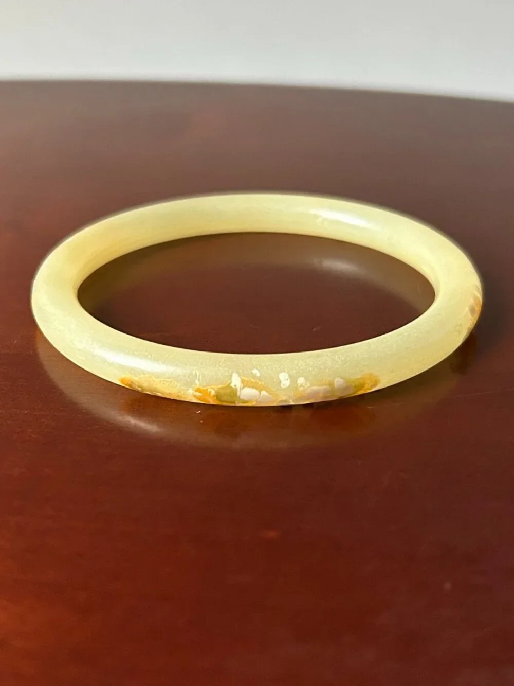 Vintage Yellow Lucite Bangle Bracelets Set of 2 Floral Retro